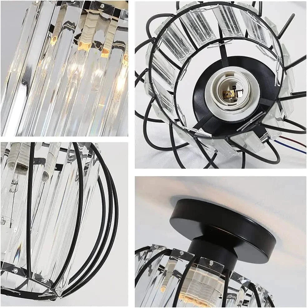 Modern Flush Mount Ceiling Light Fixture – K9 Crystal - LED Kompatibel - Elegant Design - Inomhusbruk - Polerad Krom Finish