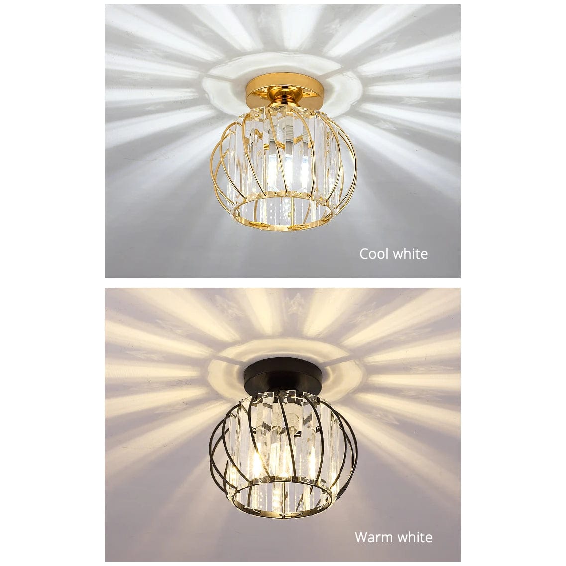 Modern Flush Mount Ceiling Light Fixture – K9 Crystal - LED Kompatibel - Elegant Design - Inomhusbruk - Polerad Krom Finish