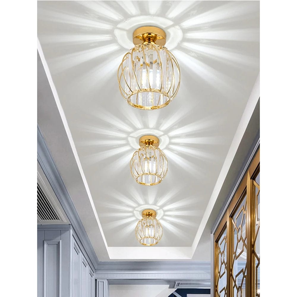 Modern Flush Mount Ceiling Light Fixture – K9 Crystal - LED Kompatibel - Elegant Design - Inomhusbruk - Polerad Krom Finish