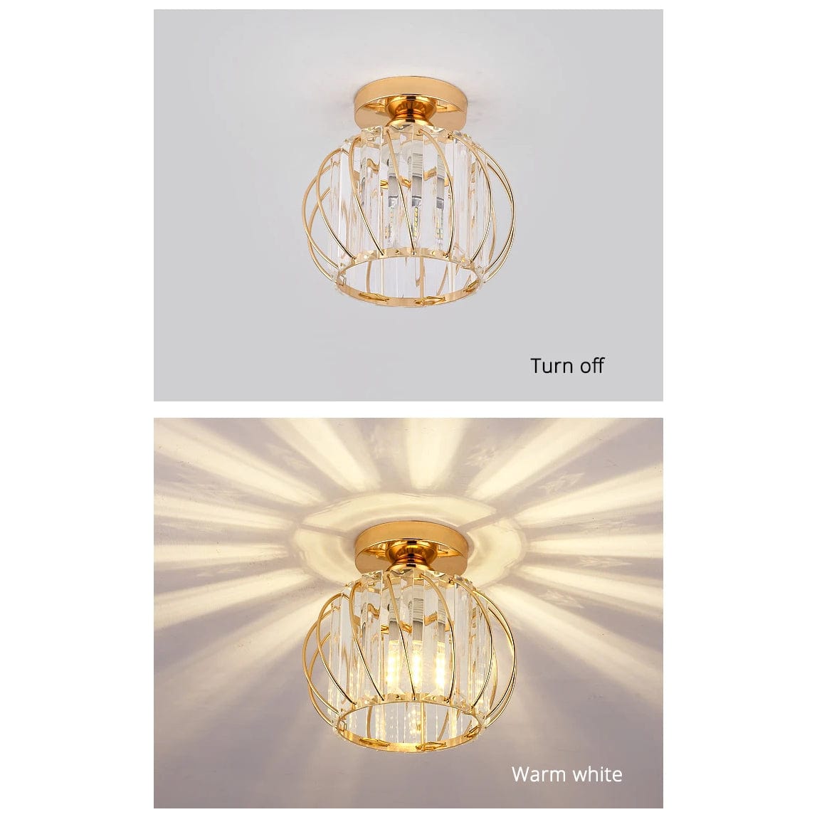 Modern Flush Mount Ceiling Light Fixture – K9 Crystal - LED Kompatibel - Elegant Design - Inomhusbruk - Polerad Krom Finish