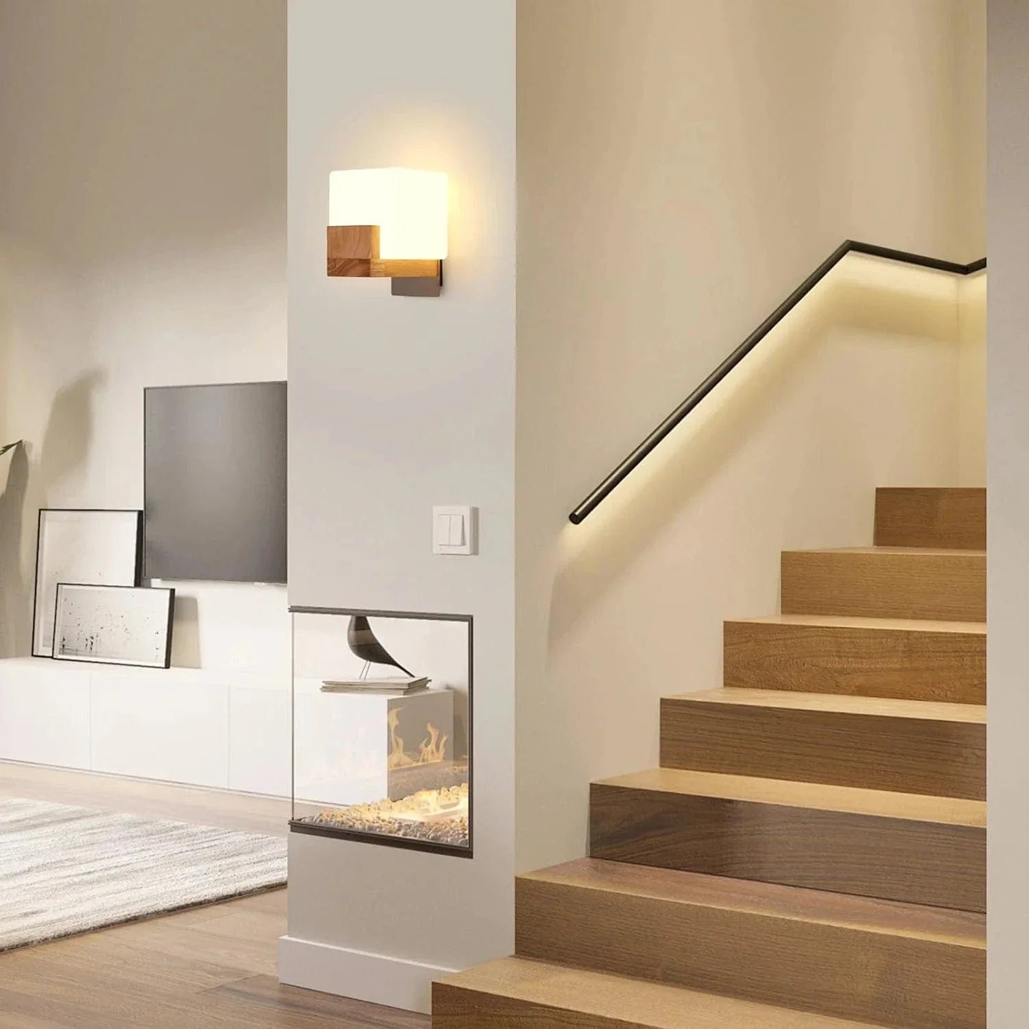 Modern G9 LED Vägglampa - Ytmonterad - Dimbar - Justerbar Färgtemperatur - Trä- och Gläserdesign - Inomhusbruk