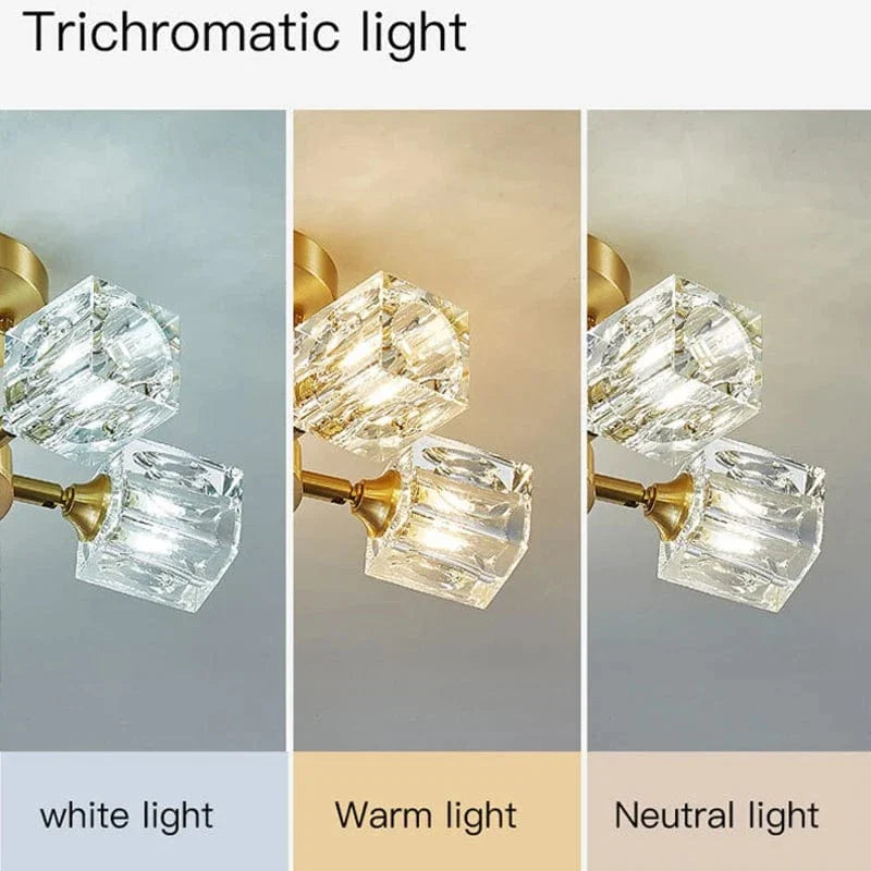 Modern guld kristallkrona – G9-baserad semi flush mount taklampa för vardagsrum, matsal, kök