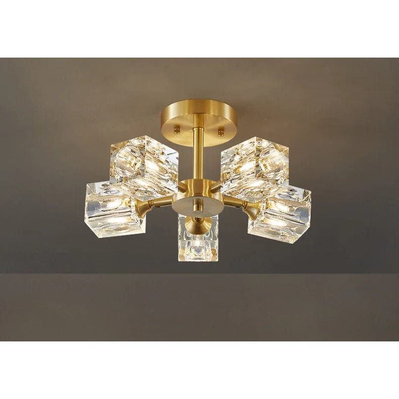 Modern guld kristallkrona – G9-baserad semi flush mount taklampa för vardagsrum, matsal, kök