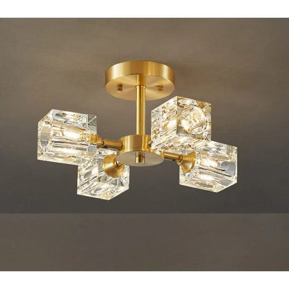 Modern guld kristallkrona – G9-baserad semi flush mount taklampa för vardagsrum, matsal, kök