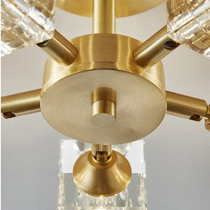 Modern guld kristallkrona – G9-baserad semi flush mount taklampa för vardagsrum, matsal, kök