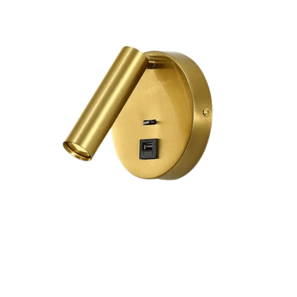 Modern LED Vägglampa Med Strömbrytare - Inomhus - Justerbar - USB Laddning - 350° Rotation - Svart/Koppar Finish