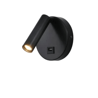 Modern LED Vägglampa Med Strömbrytare - Inomhus - Justerbar - USB Laddning - 350° Rotation - Svart/Koppar Finish