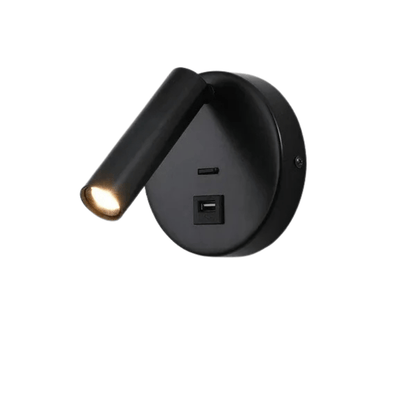Modern LED Vägglampa Med Strömbrytare - Inomhus - Justerbar - USB Laddning - 350° Rotation - Svart/Koppar Finish