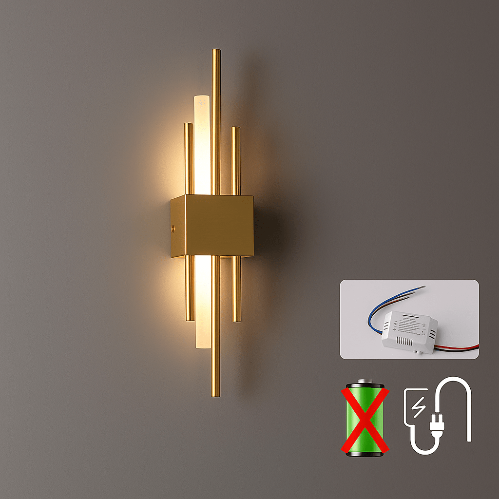 Modern LED Vägglampa med USB-laddning - Dimbar - Justerbart Varmt Ljus - Akrylskärm - Inomhusbruk - Guldfinish