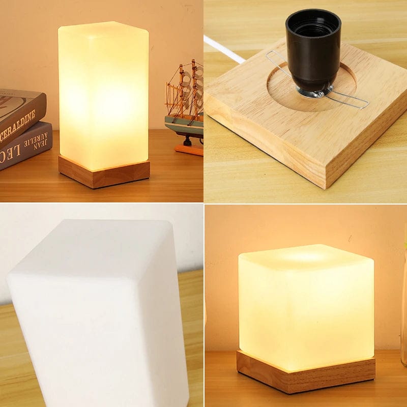 Modern Solid Wood Table Lamp – E27 Socket – Varm Vit – Elegant Design - Ideal För Sovrum - Vardagsrum - Sänglampor