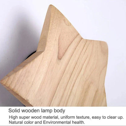 Modern Stjärnformad Vägglampa i Massivt Trä och Järn för Vardagsrum och Sovrum – E27 Vägglampor Inomhus Sconces