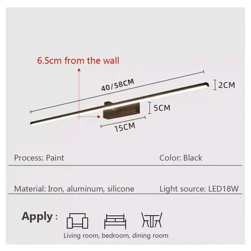 Modern Vattentät LED Badrums Vägglampa - Platt Design Vägglampa Belysning i Vit och Svart