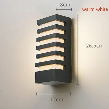 Modern vattentät LED utomhusvägglampa – 12W aluminium sconce för veranda och trädgård, energieffektiva utomhusvägglampor
