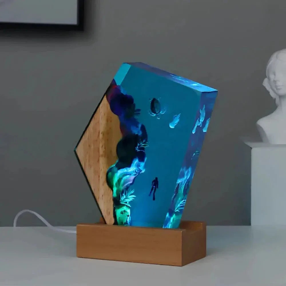 Naturinspirerad harts nattlampa