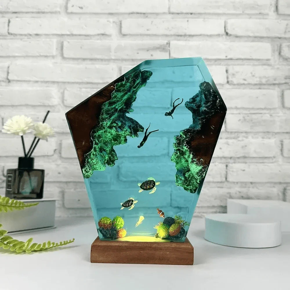 Naturinspirerad harts nattlampa