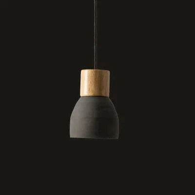 Nordisk LED Hänglampa – Inomhus Hängande Armatur – Cement-Trä Design - Justerbar Vajerlängd - Vintage Stil - E27 Fäste