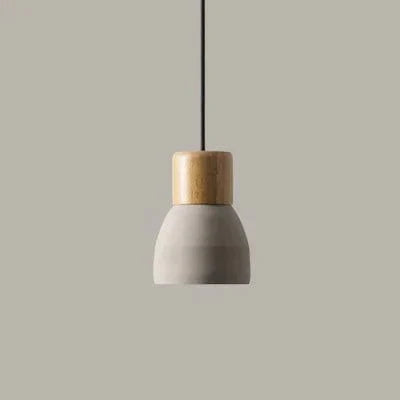 Nordisk LED Hänglampa – Inomhus Hängande Armatur – Cement-Trä Design - Justerbar Vajerlängd - Vintage Stil - E27 Fäste