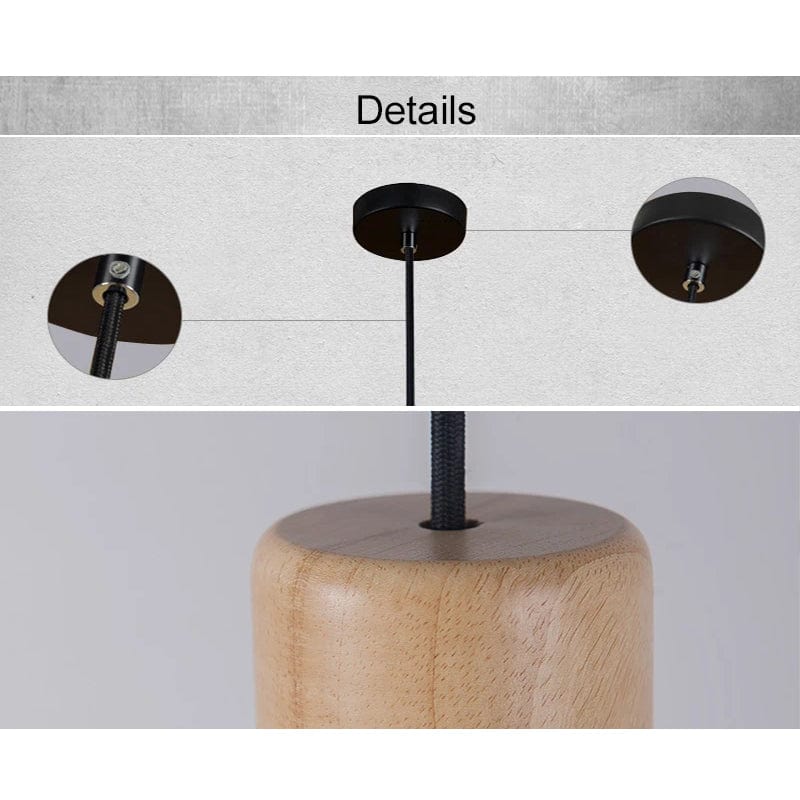 Nordisk LED Hänglampa – Inomhus Hängande Armatur – Cement-Trä Design - Justerbar Vajerlängd - Vintage Stil - E27 Fäste