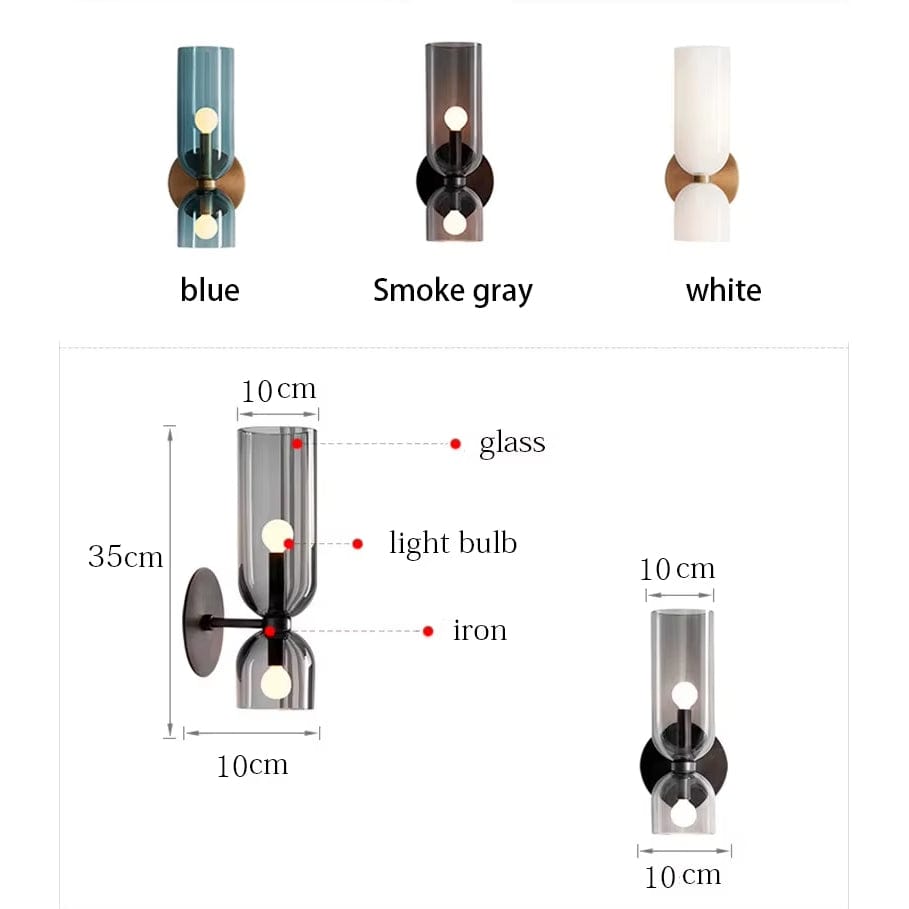 Nordic Minimalist Glasvägglampa - Väggmonterad - E14 LED Ingår - Elektropolerad Koppar - Inomhusbruk - Finns i Mörkgrå, Vit, Blå