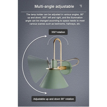 Nordisk Vägglampa med 350° Rotation och Vridomkopplare för Sängkammare och Hallbelysning - Fast installerad Vägglampa