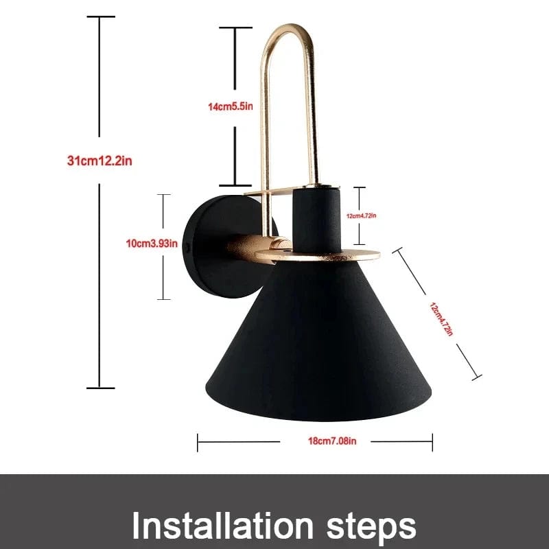 Nordisk Vägglampa med 350° Rotation och Vridomkopplare för Sängkammare och Hallbelysning - Fast installerad Vägglampa
