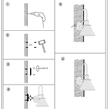 Nordisk Vägglampa med 350° Rotation och Vridomkopplare för Sängkammare och Hallbelysning - Fast installerad Vägglampa