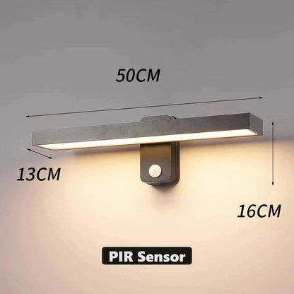 PIR Rörelsesensor Utomhus Vägglampa - Rotterbar Design - IP65 Vattentålig - Varm Vit - Justerbar Längd - Aluminium Och Glas