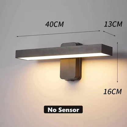 PIR Rörelsesensor Utomhus Vägglampa - Rotterbar Design - IP65 Vattentålig - Varm Vit - Justerbar Längd - Aluminium Och Glas
