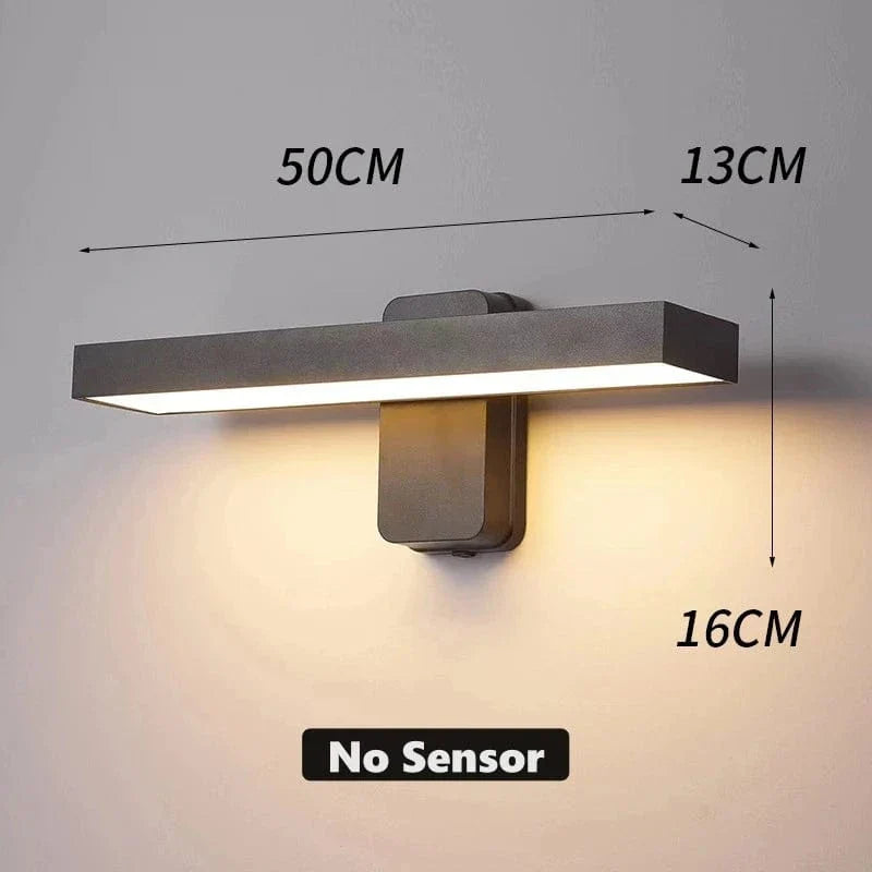 PIR Rörelsesensor Utomhus Vägglampa - Rotterbar Design - IP65 Vattentålig - Varm Vit - Justerbar Längd - Aluminium Och Glas