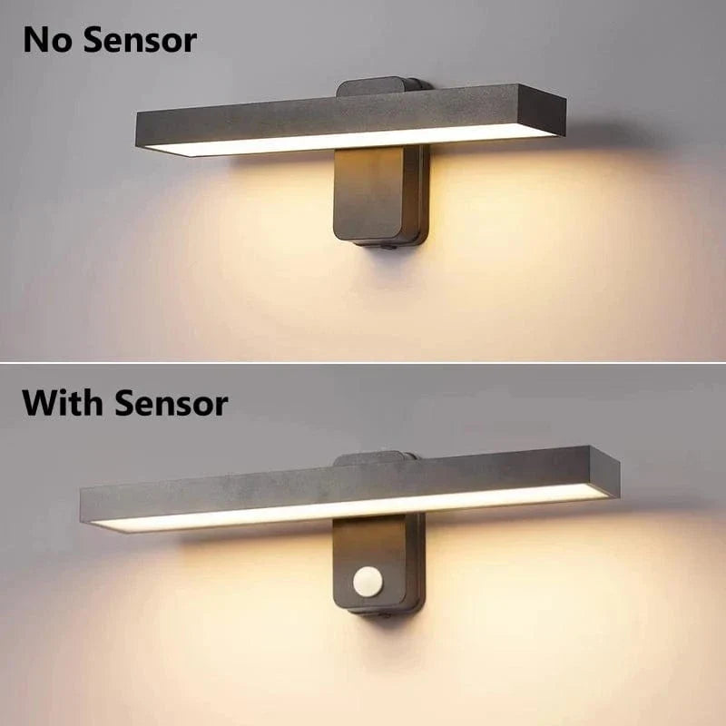 PIR Rörelsesensor Utomhus Vägglampa - Rotterbar Design - IP65 Vattentålig - Varm Vit - Justerbar Längd - Aluminium Och Glas