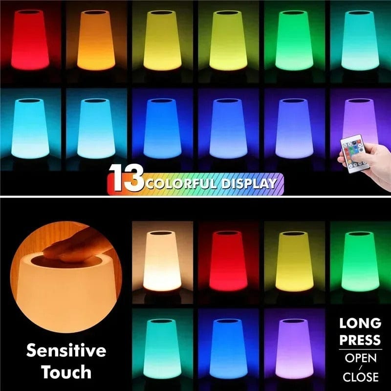Portabel RGB Touch Lampa - USB Laddningsbar Sänglampa
