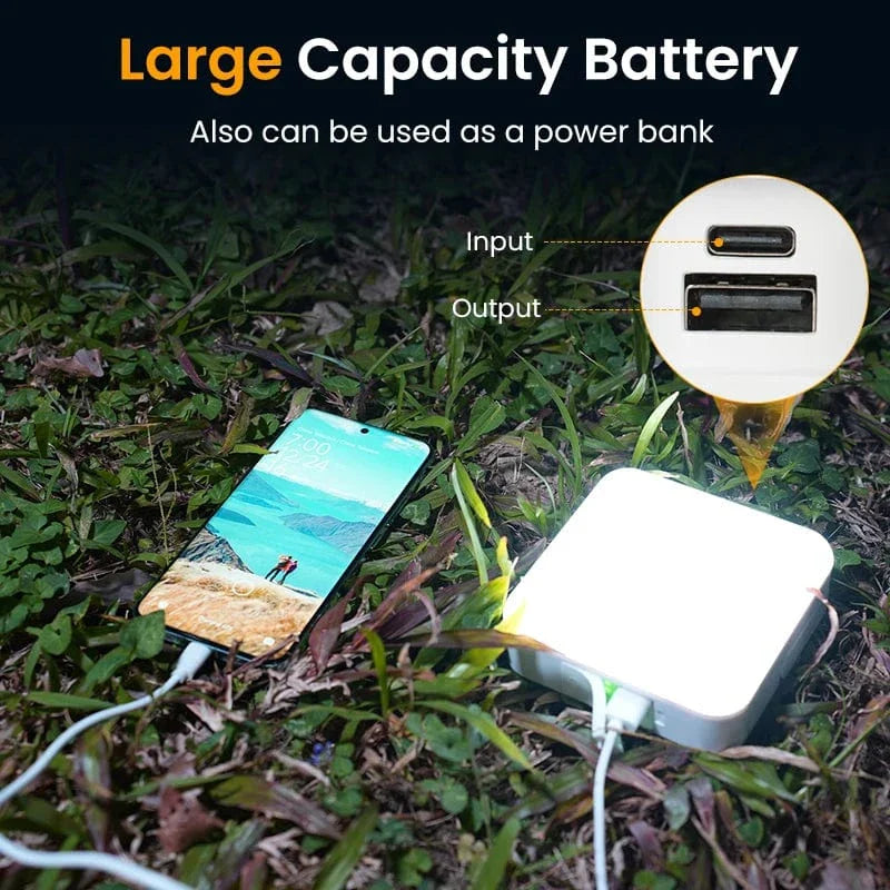 Uppladdningsbar LED Campinglampa med Power Bank – Dimbara Campinglampor för Utomhusäventyr