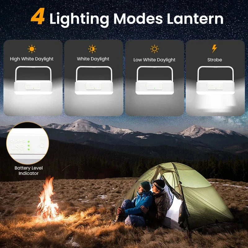 Uppladdningsbar LED Campinglampa med Power Bank – Dimbara Campinglampor för Utomhusäventyr