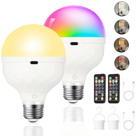 Uppladdningsbar LED-lampa med fjärrkontroll – Dimbar - Flerfärgad - Timerfunktion - 270° ljusvinkel - Bärbar design