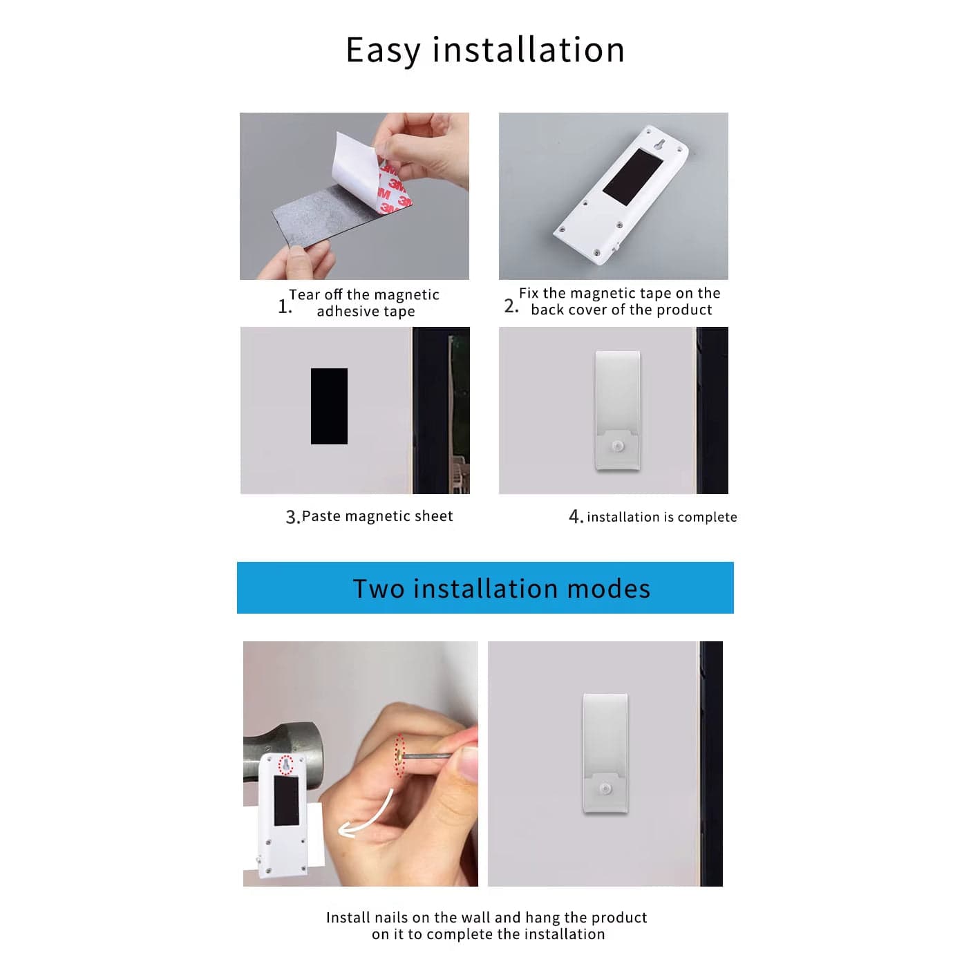 LED Rörelsesensor Nattlampa - Uppladdningsbar USB Typ-C - Kall & Varm Vit