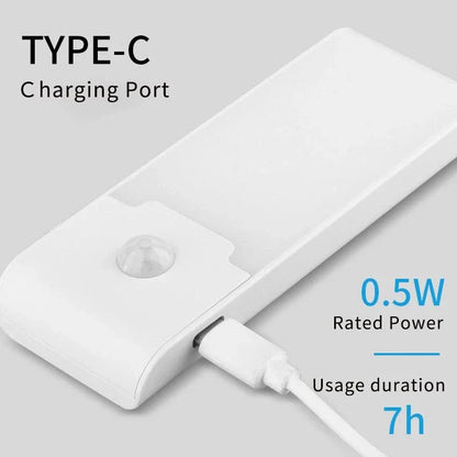 LED Rörelsesensor Nattlampa - Uppladdningsbar USB Typ-C - Kall &amp; Varm Vit