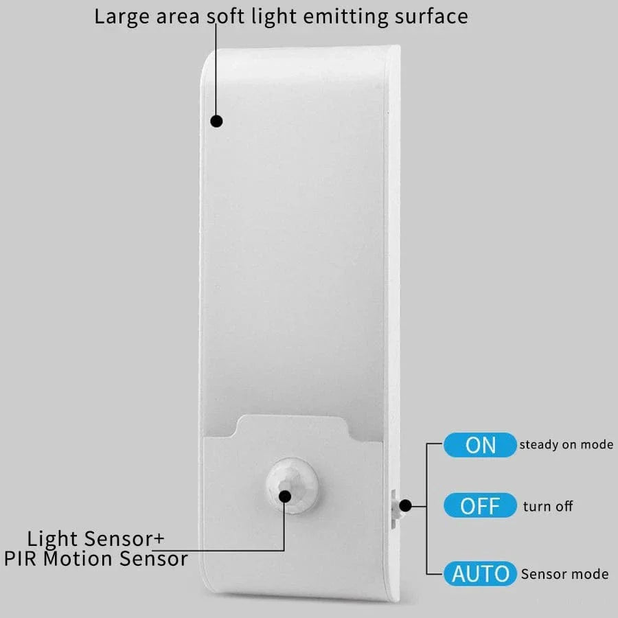 LED Rörelsesensor Nattlampa - Uppladdningsbar USB Typ-C - Kall &amp; Varm Vit