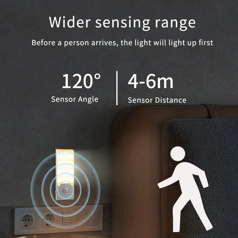 LED Rörelsesensor Nattlampa - Uppladdningsbar USB Typ-C - Kall &amp; Varm Vit