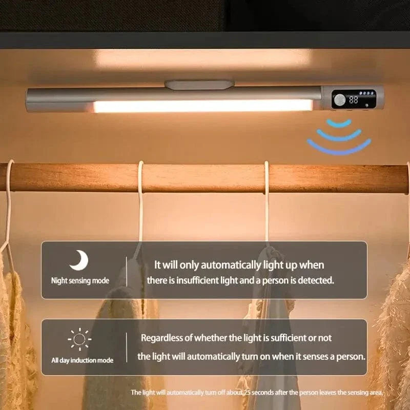 Uppladdningsbar LED-nattlampa med rörelsesensor och digital skärm – Inomhusbruk för kök och skåp