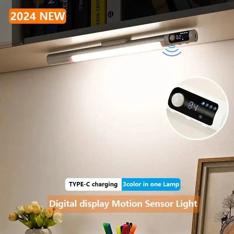 Uppladdningsbar LED-nattlampa med rörelsesensor och digital skärm – Inomhusbruk för kök och skåp