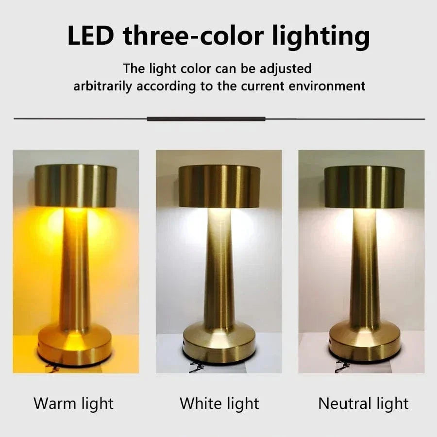 Laddningsbar LED Bordslampa – Sladdlös - Touch Dimming - Modern Design - 3 Färgtemperaturer - Bärbar För Inomhus/Uteanvändning