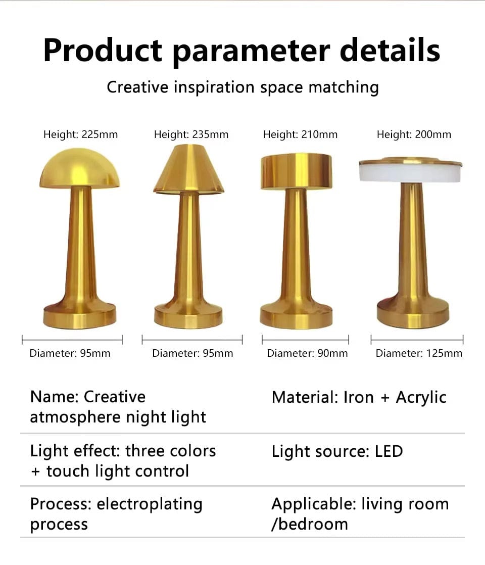Laddningsbar LED Bordslampa – Sladdlös - Touch Dimming - Modern Design - 3 Färgtemperaturer - Bärbar För Inomhus/Uteanvändning