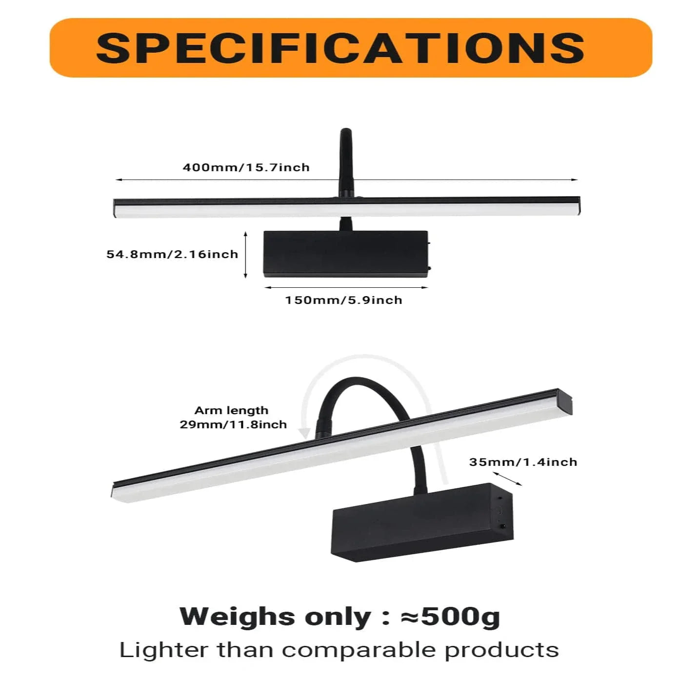 Laddningsbar LED Vägglampa