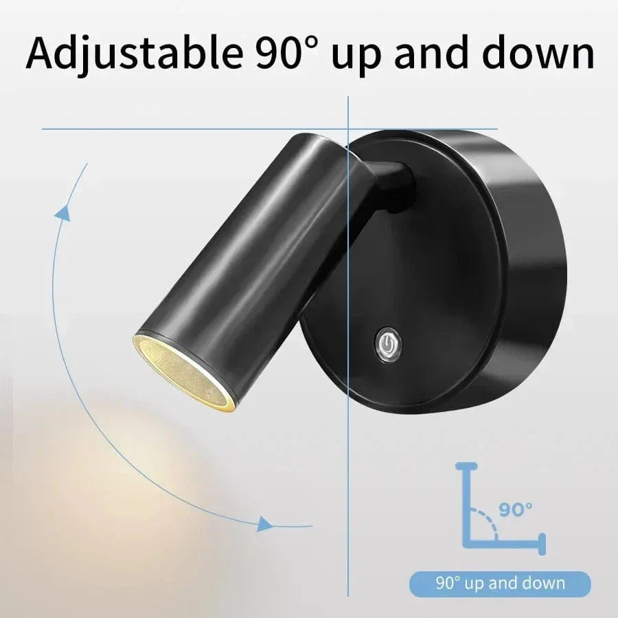 Uppladdningsbar LED-vägglampa med magnetfäste – Beröringskontroll – 360° rotation – Tre-färgjustering – Kompakt design