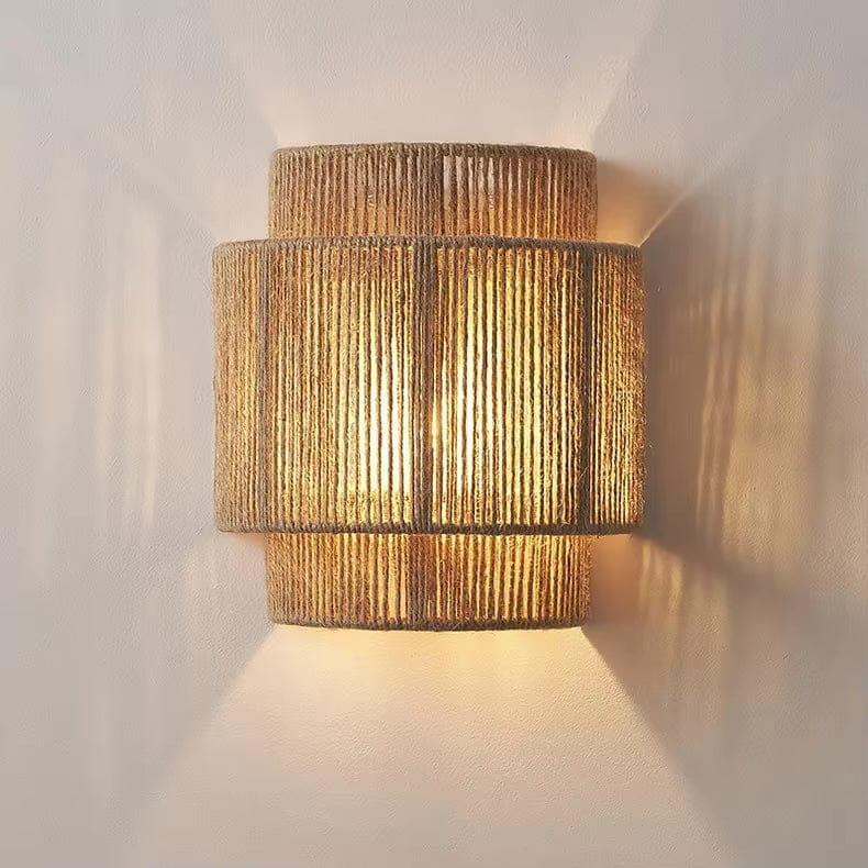 Retro Rattan Vägglampa