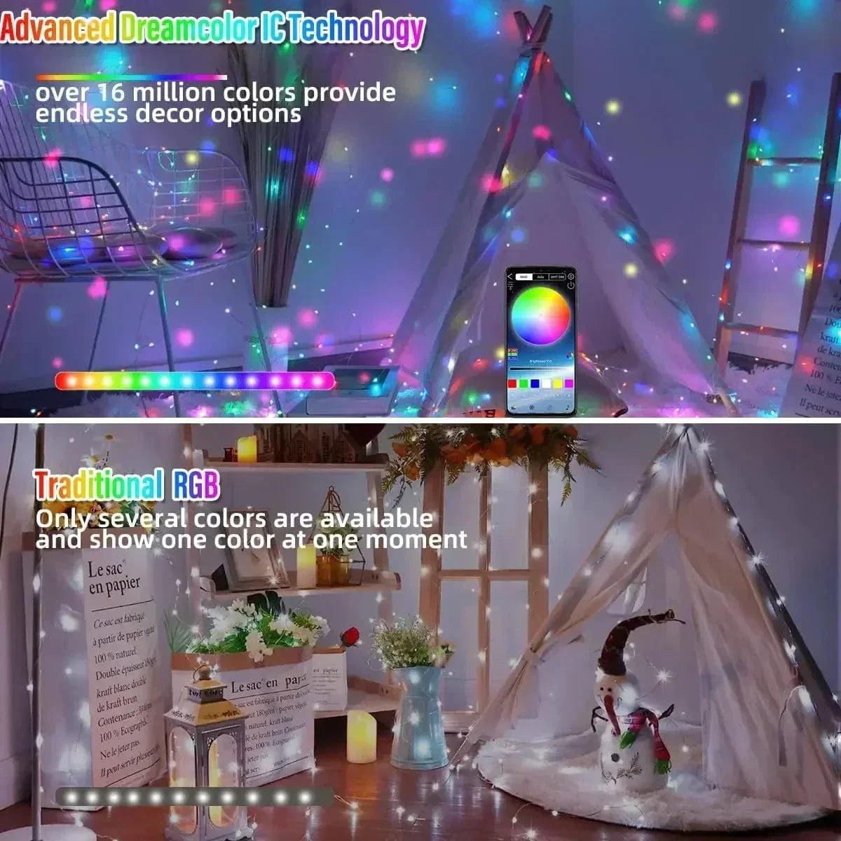 RGBIC Gardin Ljussträngar APP Bluetooth Kontroll