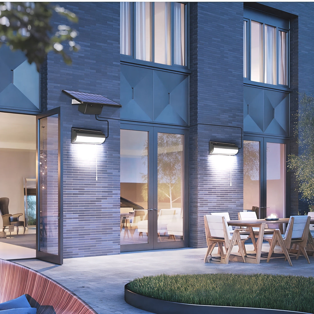 Solenergi Drivna Utomhus Modern LED Vägglampa