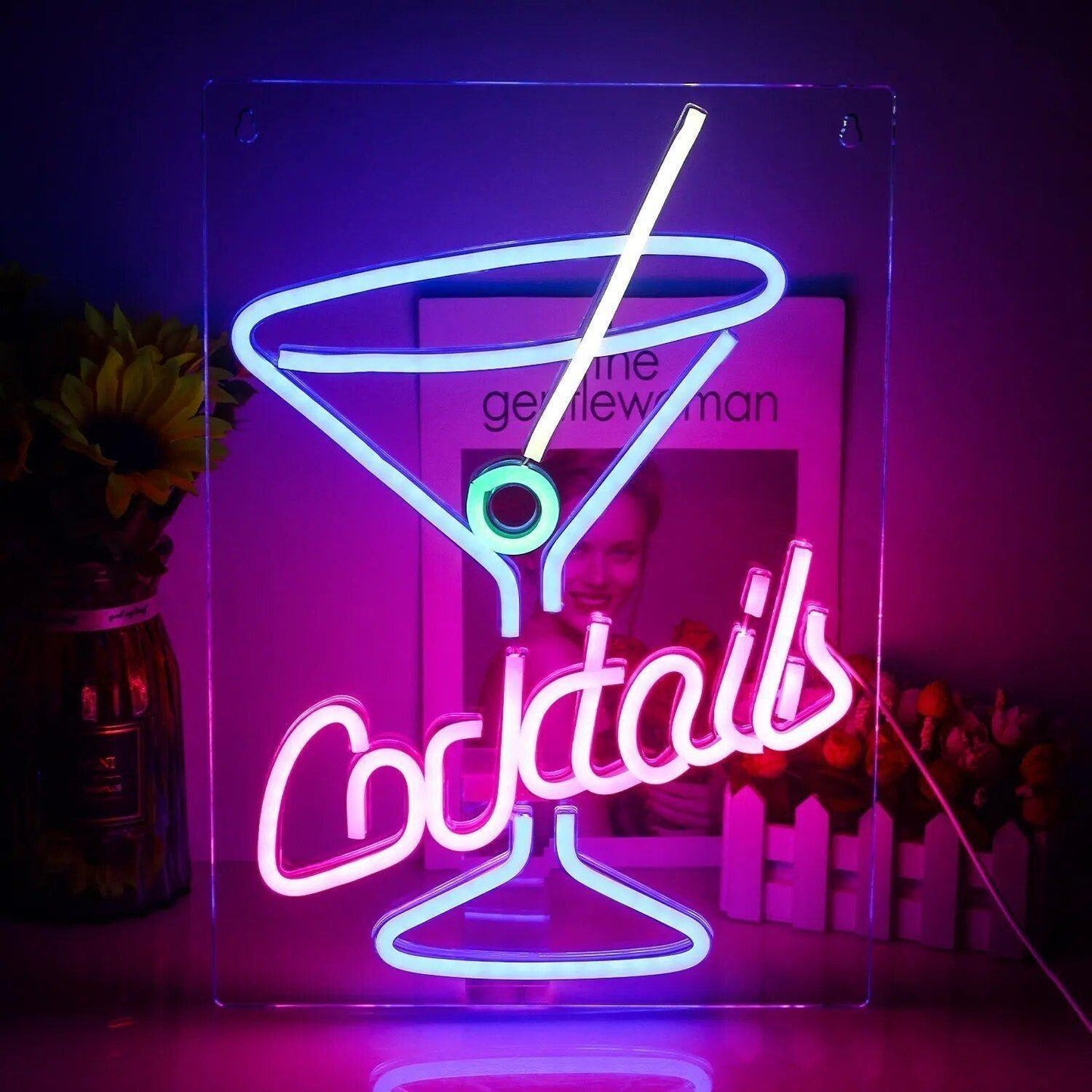 CocktailGlow Väggskylt - LED Neonskylt Part Deko Näsklubb Väggskylt Ljus