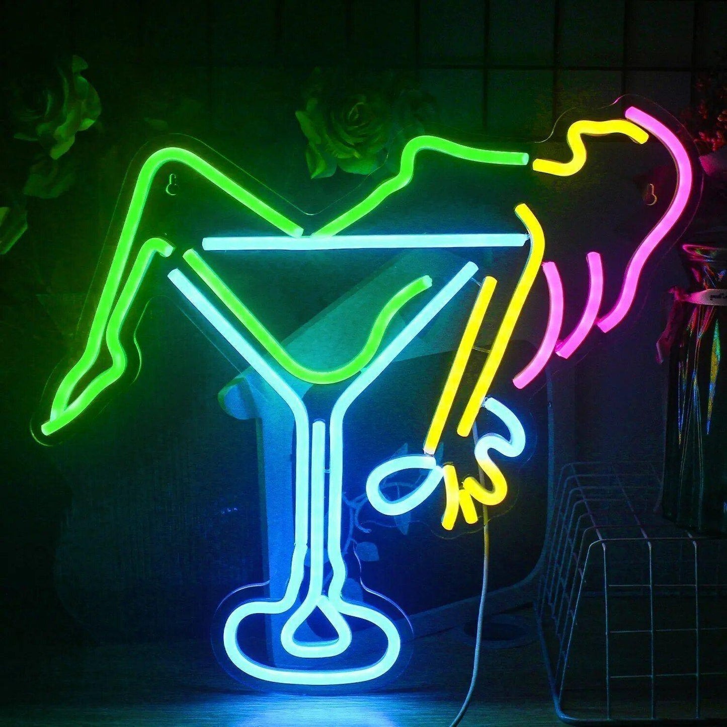 CocktailGlow Väggskylt - LED Neonskylt Part Deko Näsklubb Väggskylt Ljus