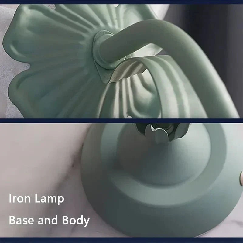 Vintage fransk stil blomma bordslampa med metallbas